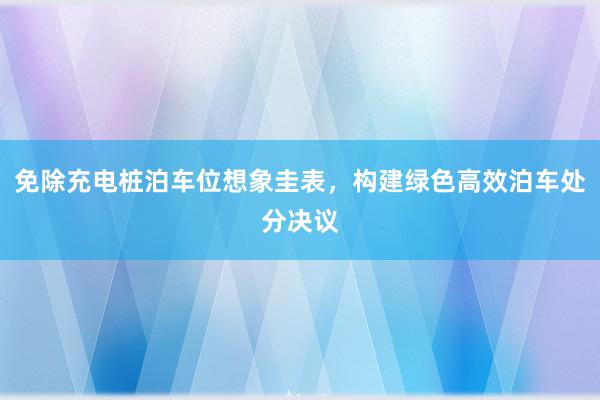 免除充电桩泊车位想象圭表，构建绿色高效泊车处分决议